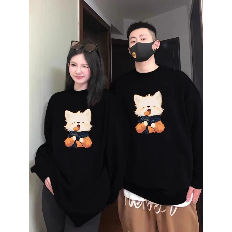 特别的情侣装圆领卫衣秋冬款2025新款大码高级感小众百搭情侣卫衣