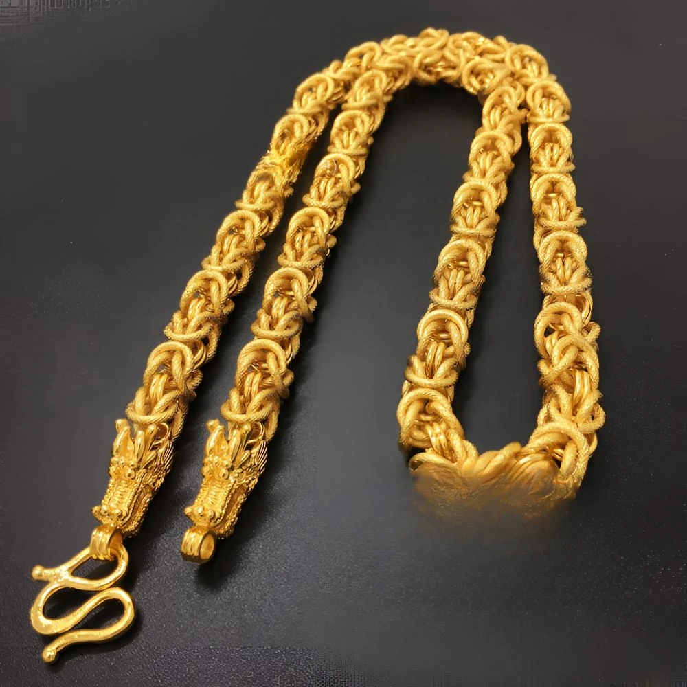 缅金珠宝店：MJ-8男士龙头项链