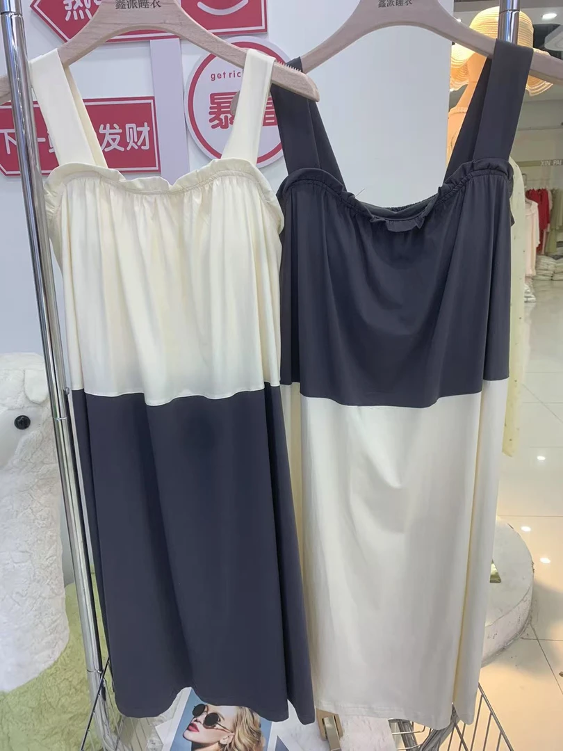 拼接自带胸垫睡裙（5213）