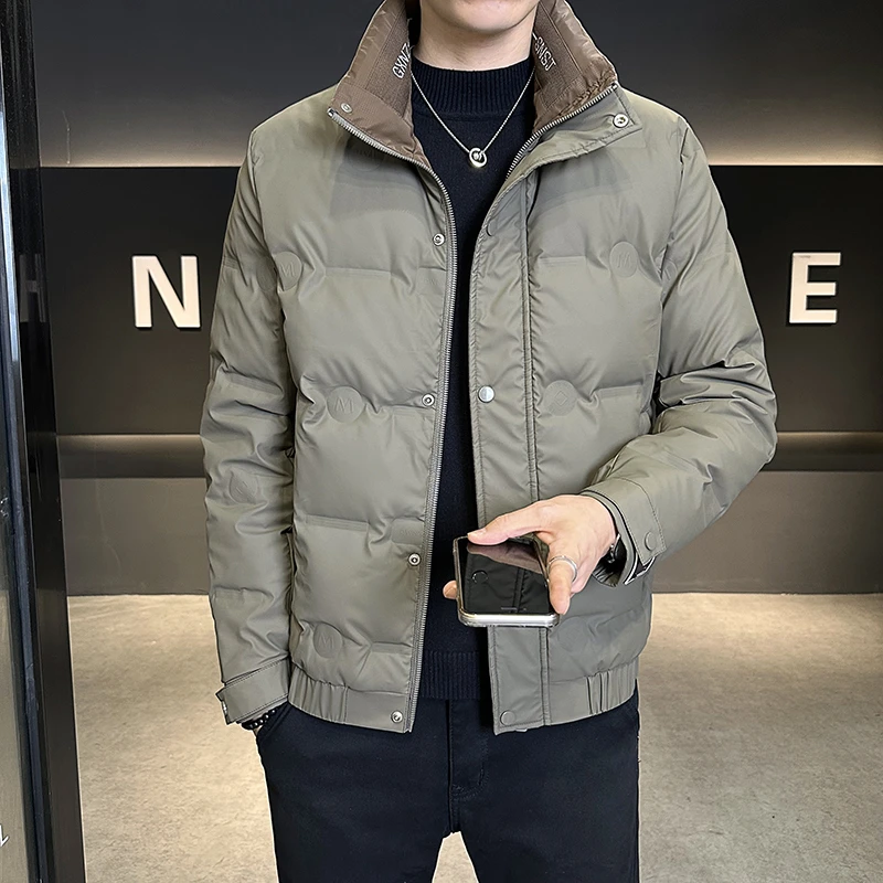 男士冬装羽绒服鸭绒立领保暖男时尚青年休闲韩版帅气潮流立领外套