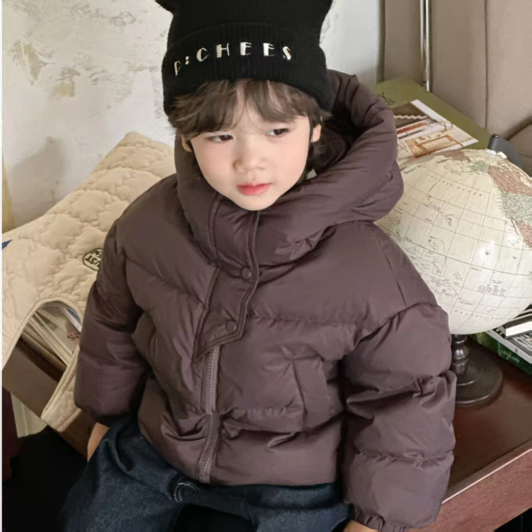 童装韩版冬儿童保暖羽面包服加厚洋气防寒服男女宝宝短款连帽外套