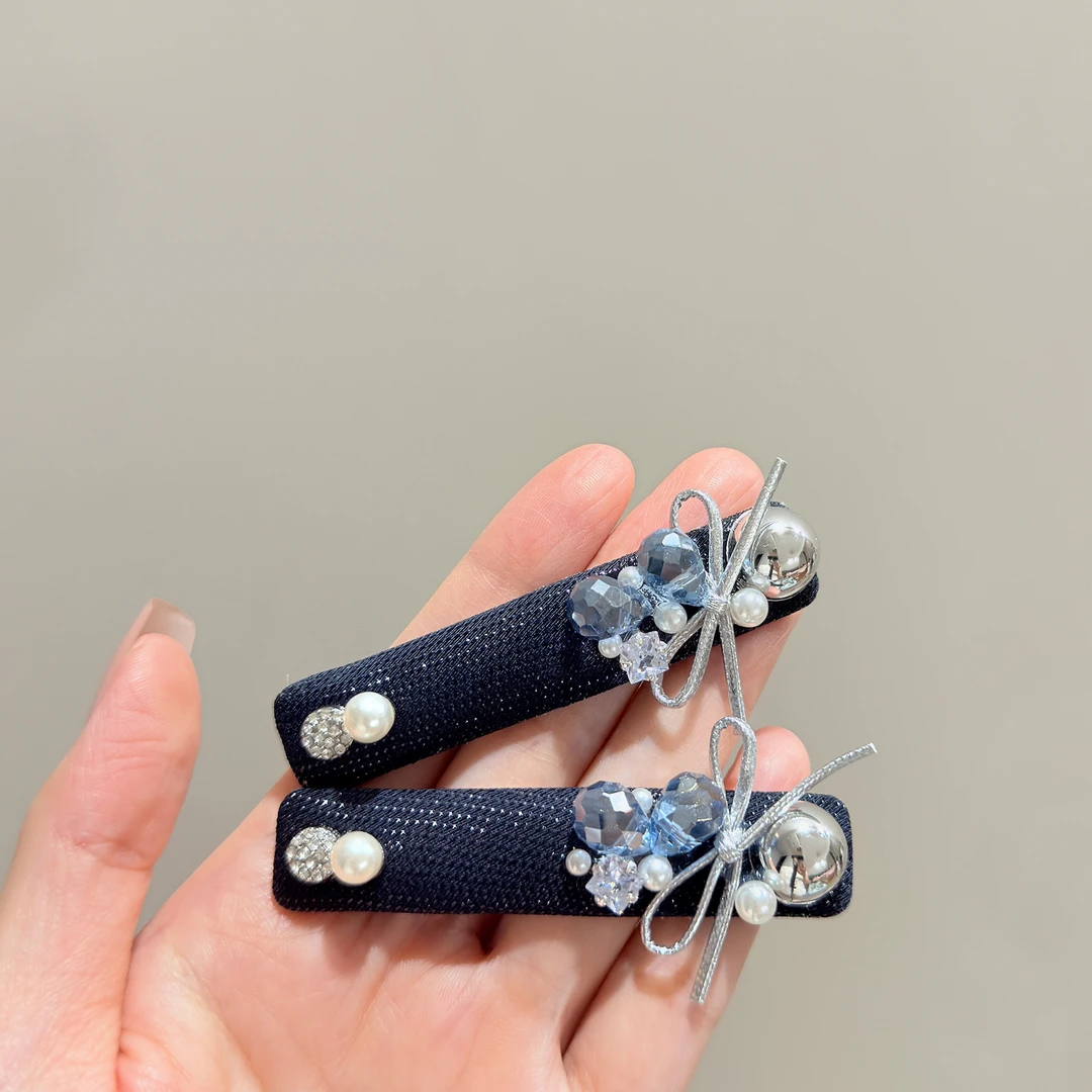 韩式东大门精致闪钻珍珠发夹时尚百搭珍珠侧边刘海碎发BB夹子发饰