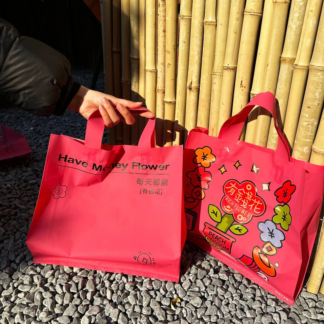 有钱花新年款礼品袋服装店加厚手提袋购物袋大号高级感礼物袋定制
