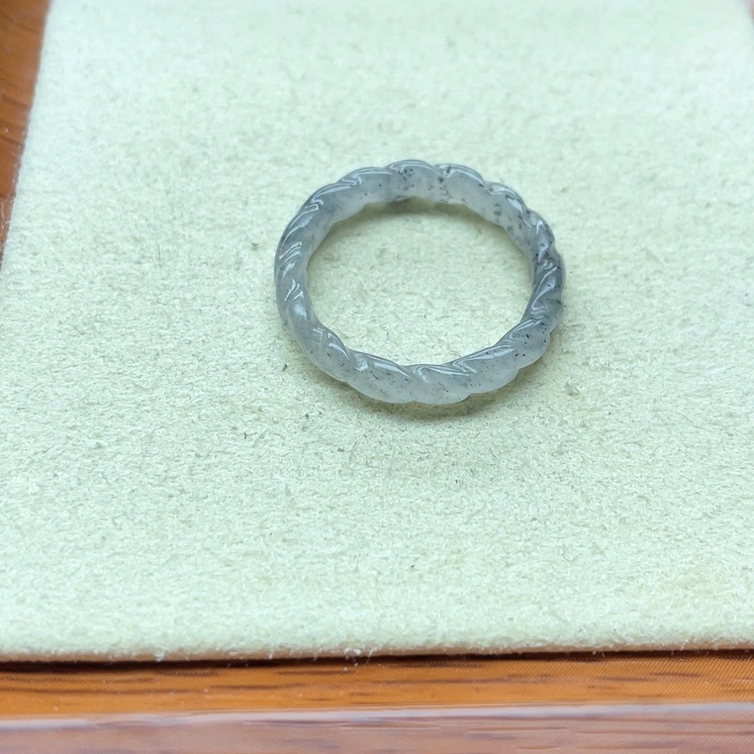 和田玉戒指未镶嵌手****～点墨青花麻花19号