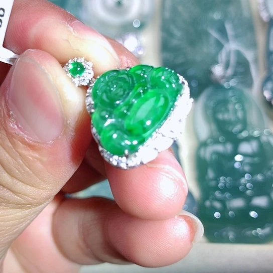 【闪购商品】翡翠颈饰银S925镶嵌天然翡翠