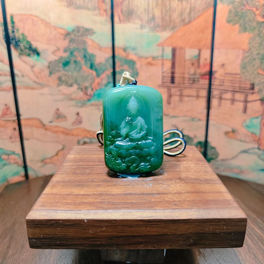 Q和田玉碧玉观音吊坠2357