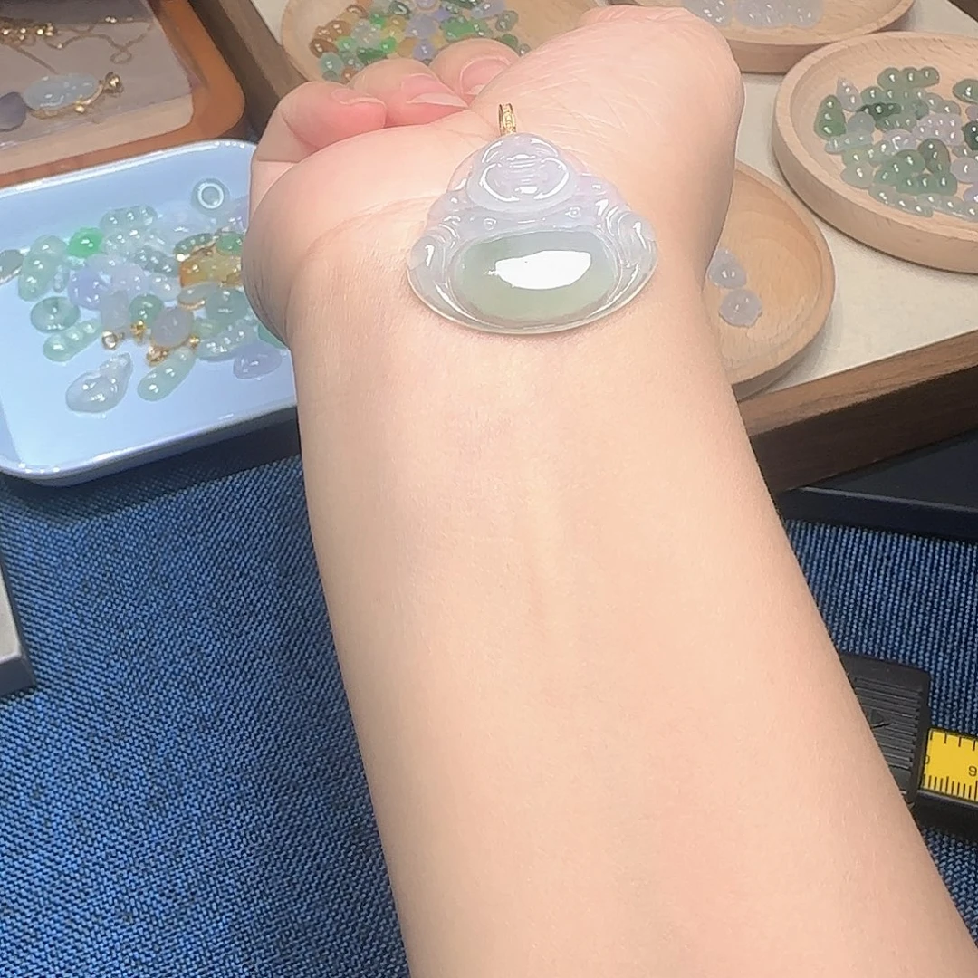 翡翠18K金镶嵌吊坠(不含链)佛公