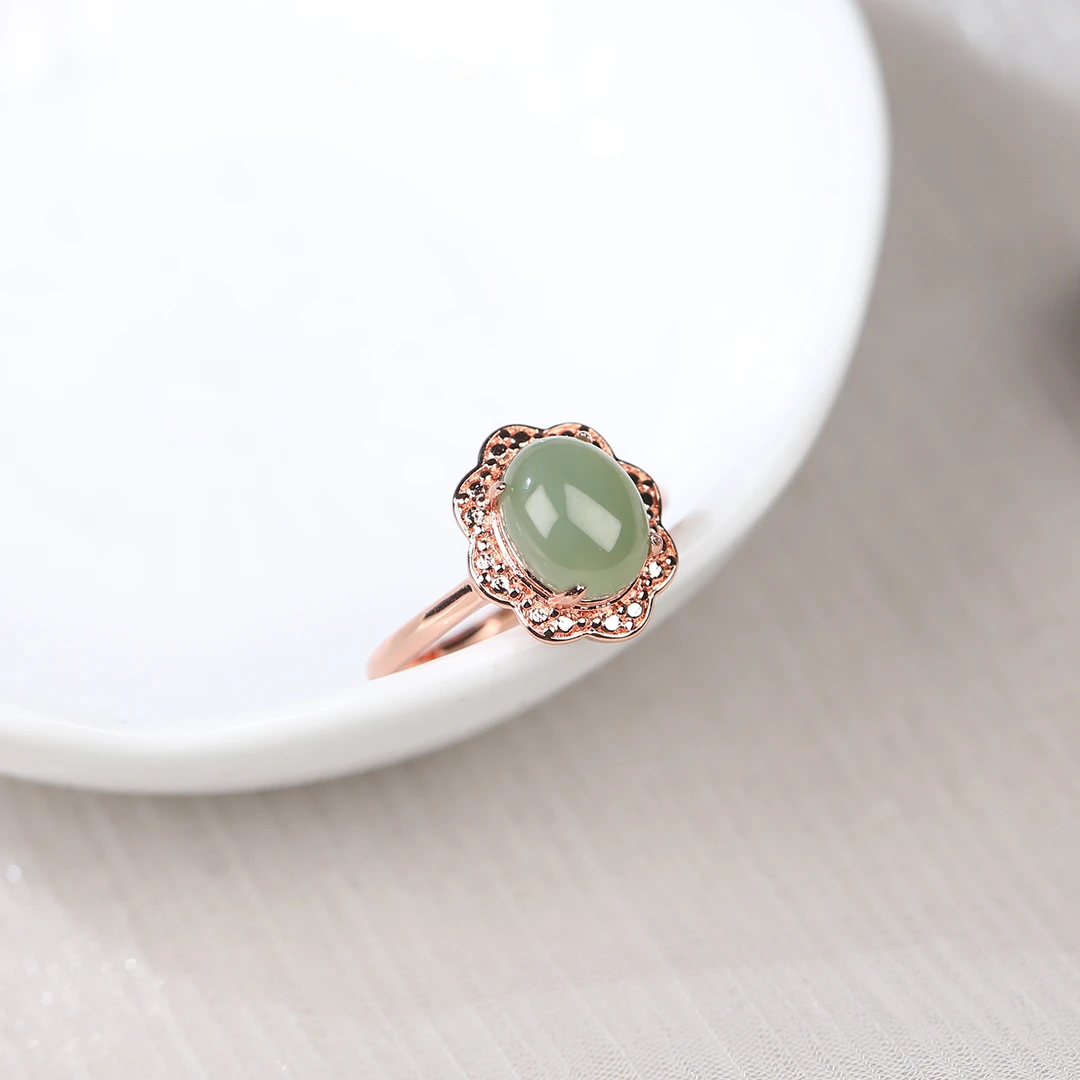 HW【麦子家族秋季特惠】天然和田玉戒指镶嵌百搭ETF0974