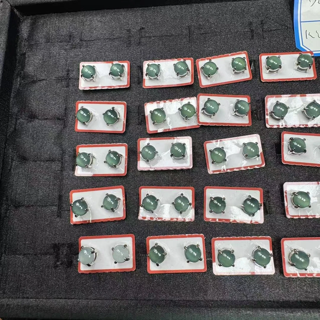 【玉经纶】175796/Q66-天然A货翡翠耳钉-多样性发其一