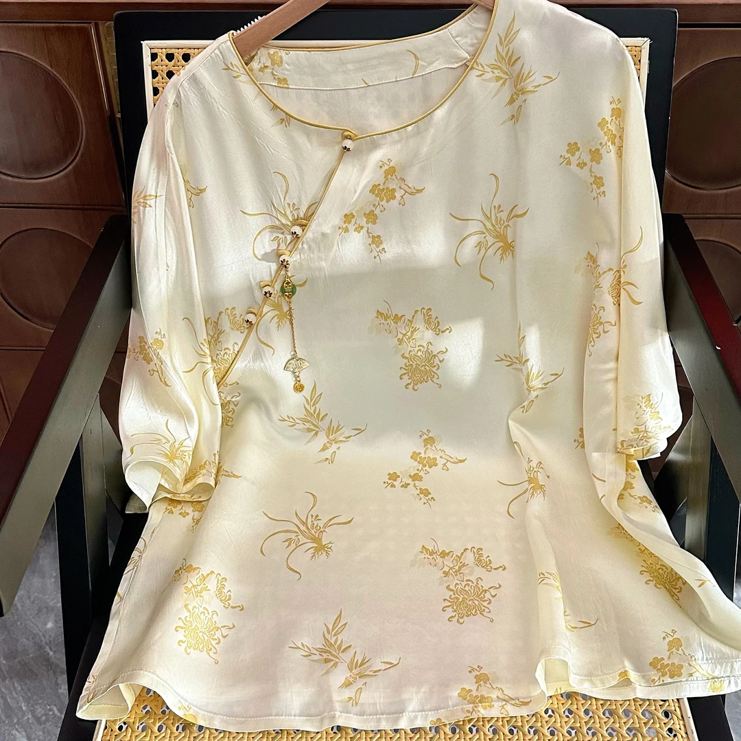 【岁寒三友】新款夏季新中式提花轻薄舒适小衫