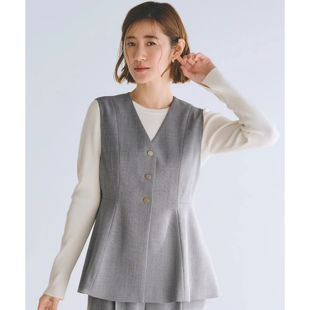 【DD外贸】G 春季新款 气质休闲收腰马夹通勤风荷叶边无袖马甲显瘦