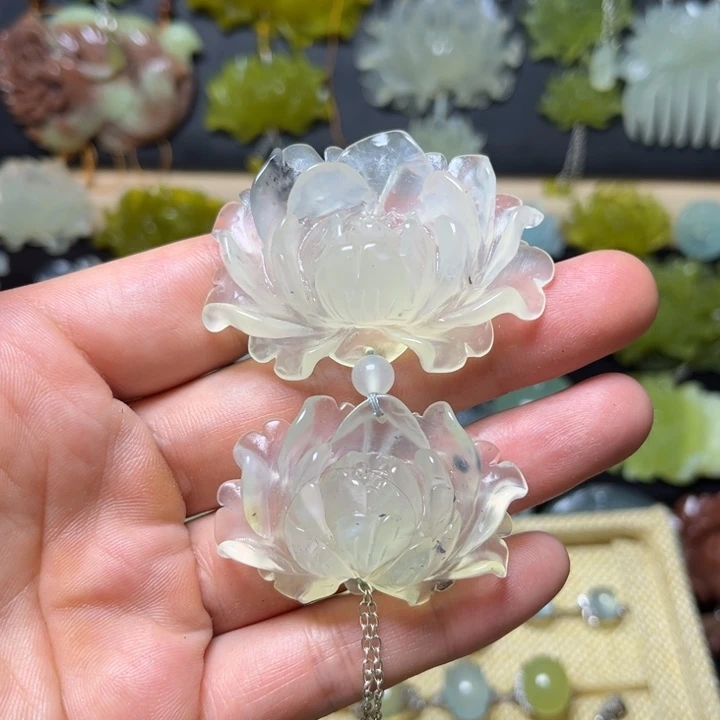 蛇纹石玉银S925镶嵌耳钉