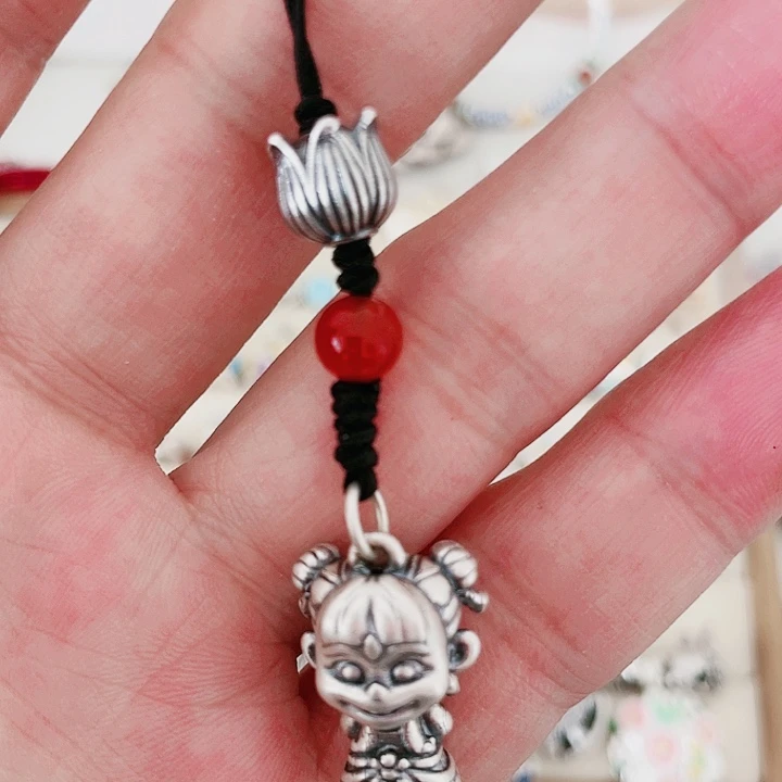 珐琅吊坠足银哪吒