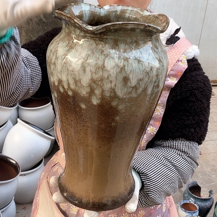 紫砂花盆瑕疵口17高30瑕疵