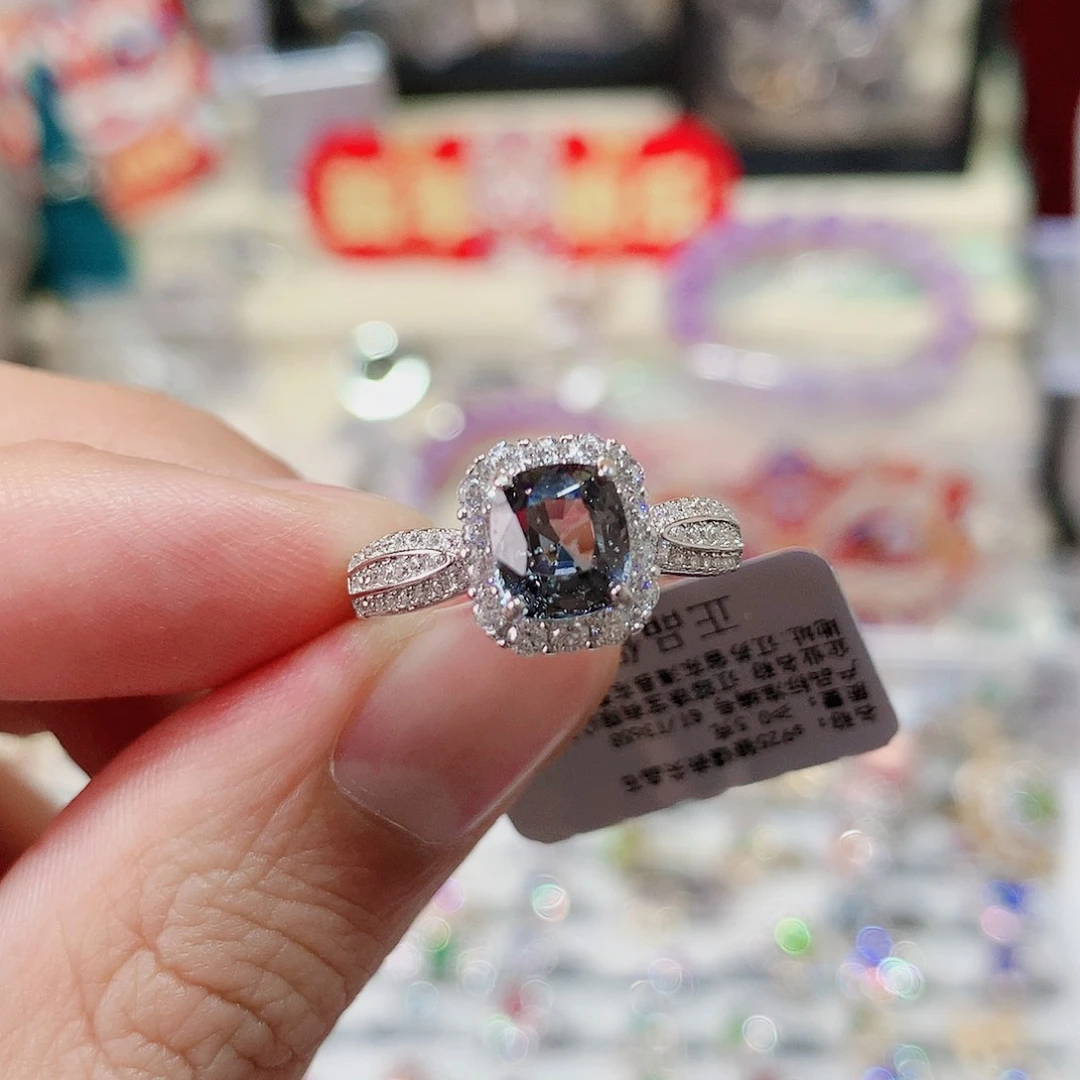 尖晶石戒指银S925镶嵌