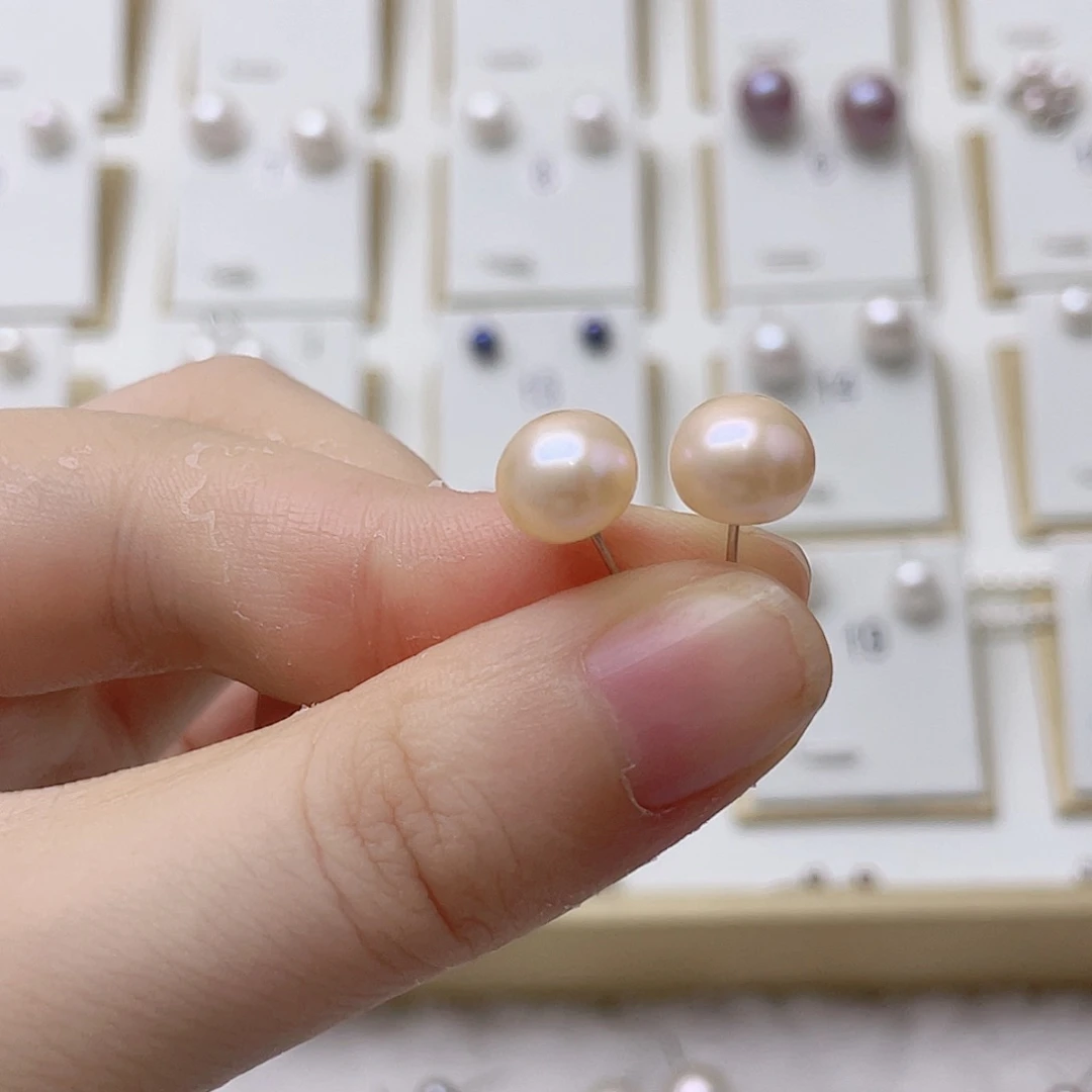 同***福银S925镶嵌淡水珍珠耳饰