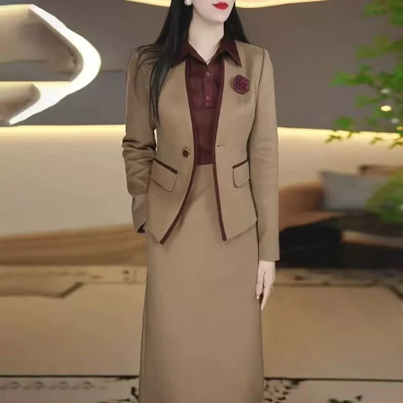 高端长袖小香风两件套连衣裙女2025秋冬新款妈妈气质套装显瘦裙子