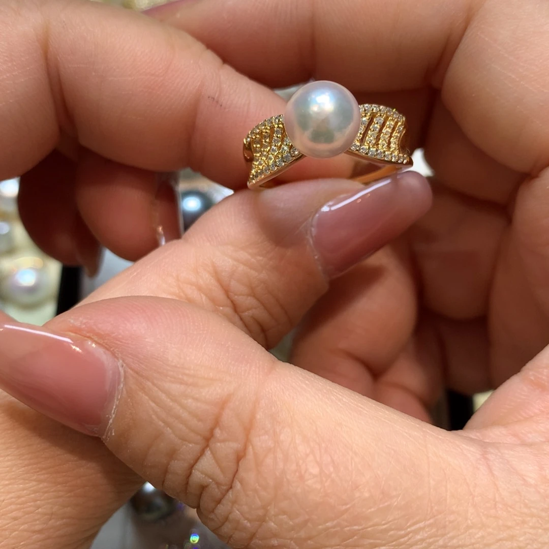 海水珍珠戒指银S925镶嵌