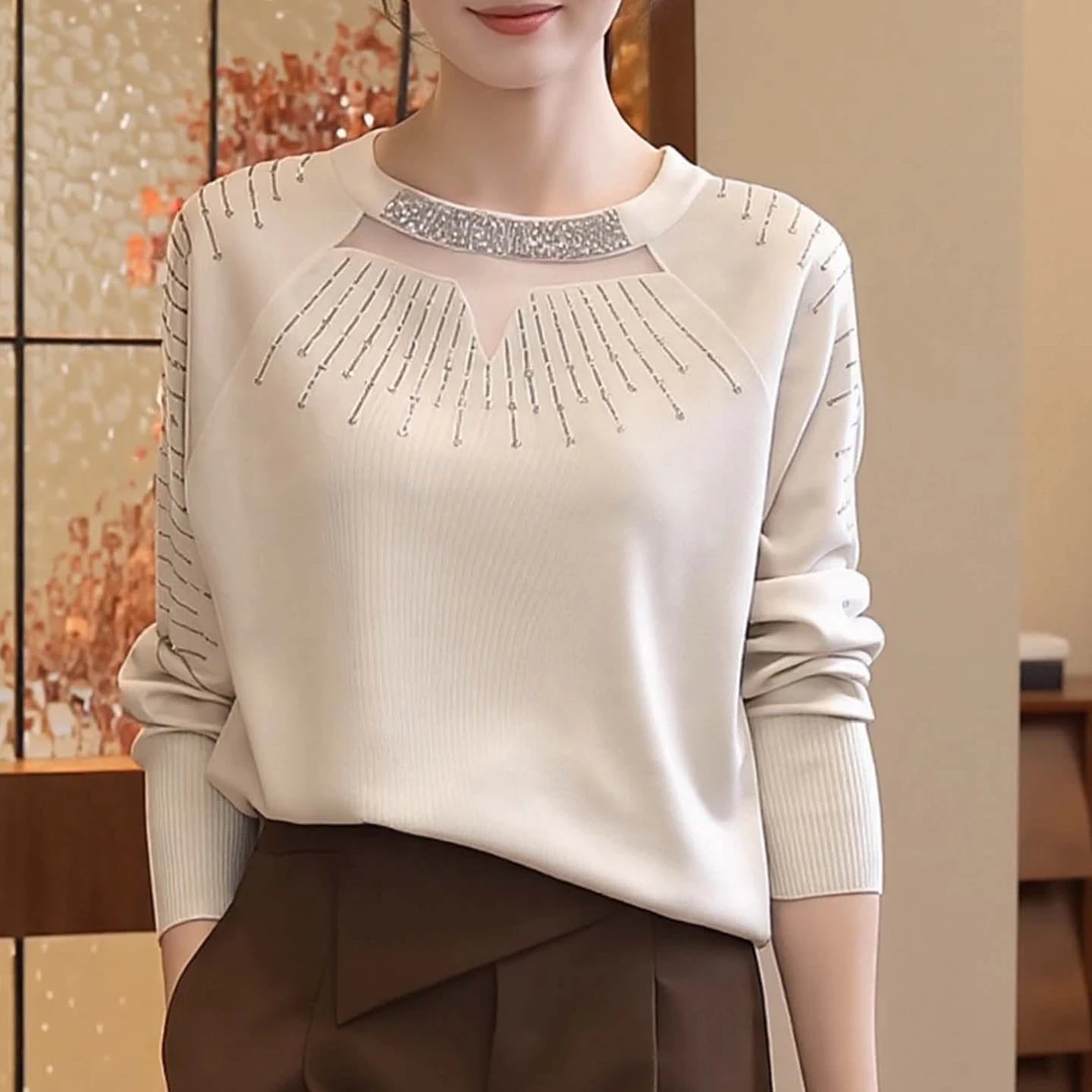 舒适大码宽松镂空领口针织打底衫显瘦洋气毛针织衫清新显瘦针织衫