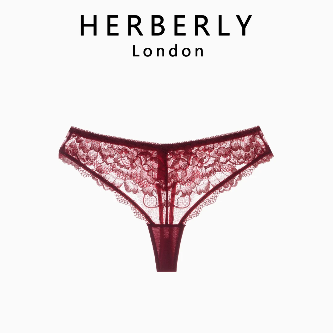英国 HERBERLY 性感花边无痕纯欲内裤女枝繁叶茂透气纯色三角裤