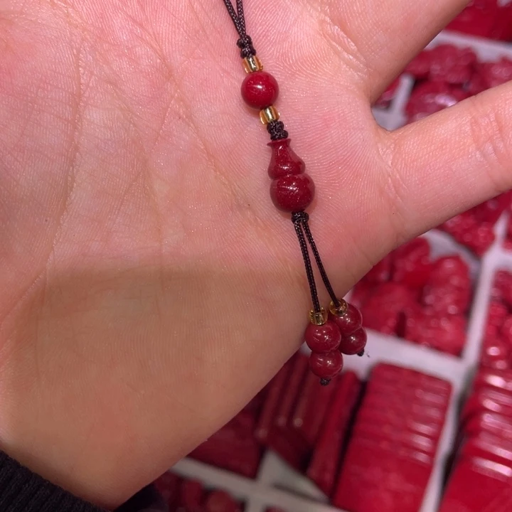 天然辰砂紫金砂小葫芦手机链