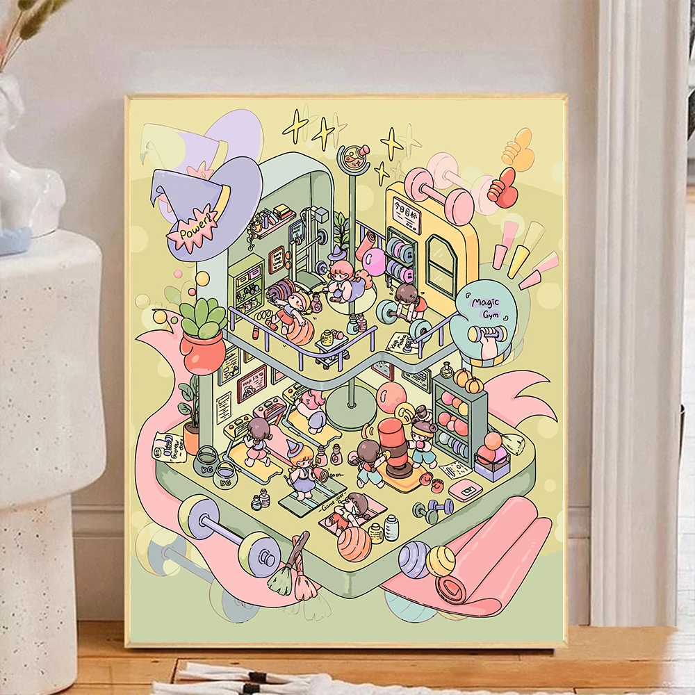 【魔女健身房】DIY数字油画插画系解压填色丙烯手工装饰画