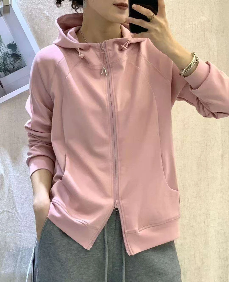 2025春季新款韩版休闲百搭连帽纯色短外套卫衣开衫女宽松显瘦上衣