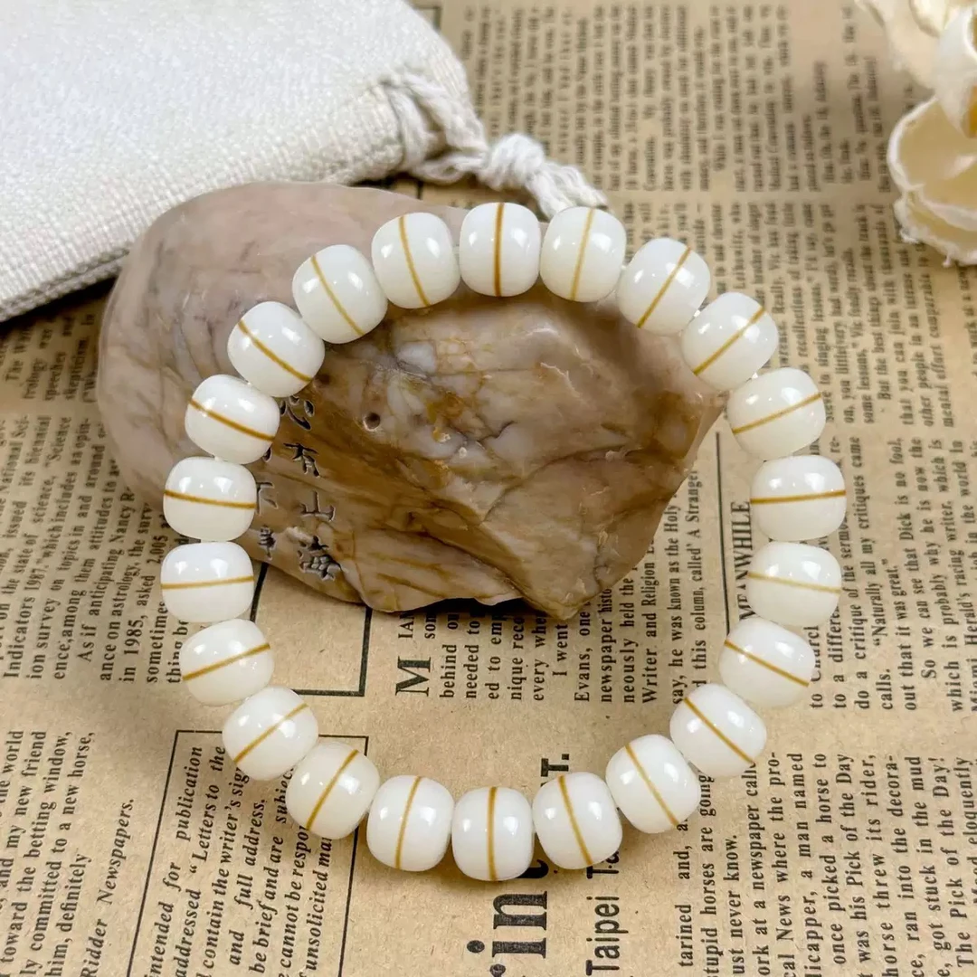 白玉菩提桶珠一线天卡12 A495