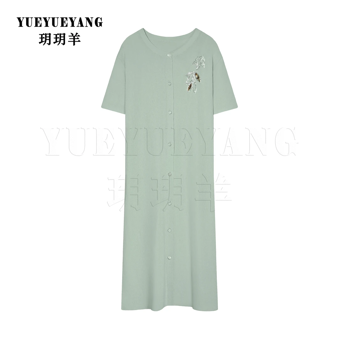 9220【春夏】薄荷绿一衣两穿中长款时尚显瘦宽松简约气质连衣裙