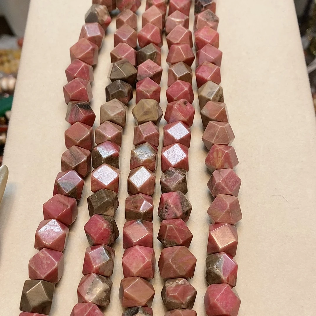 散珠玛瑙/玉髓天然粉蔷薇八棱短条