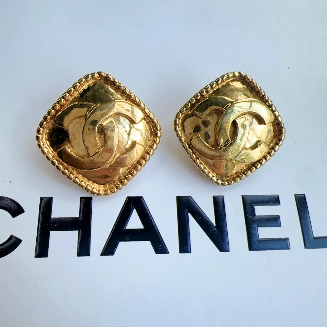 95新 Chanel/香奈儿 Chanel vintage香奈儿中古素金耳夹