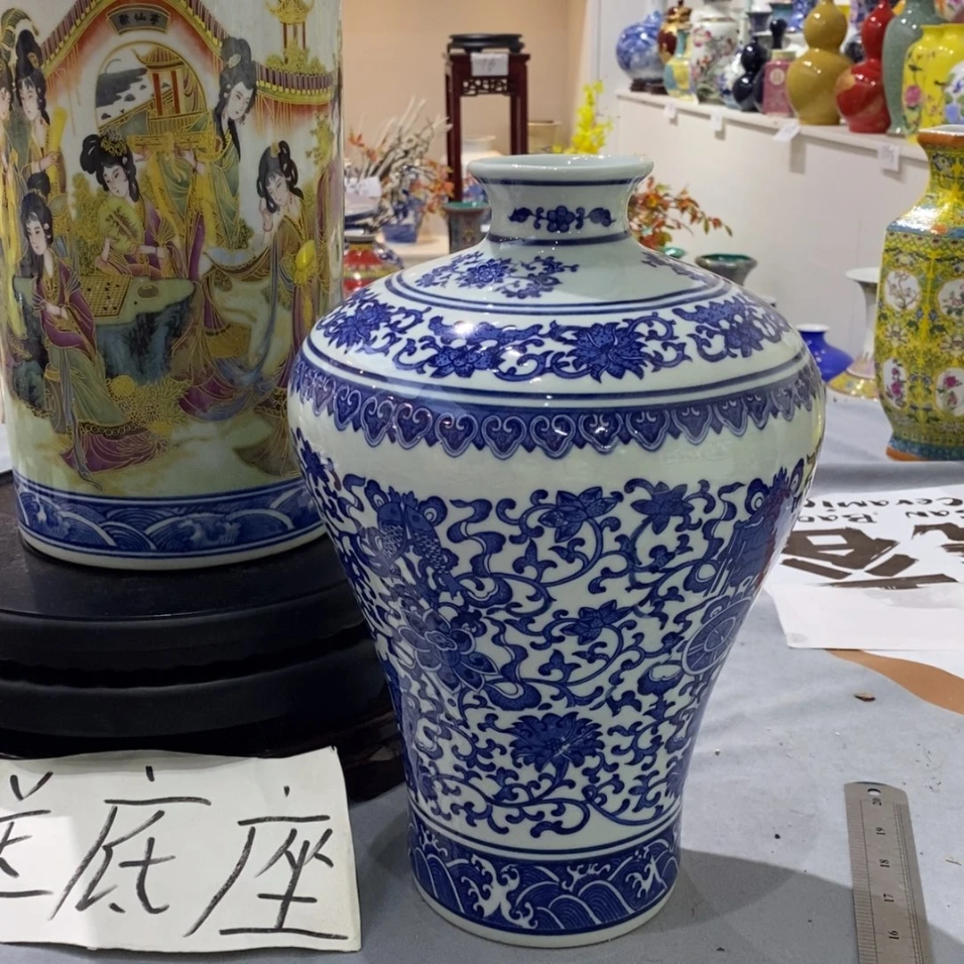 摆件陶30cm八宝梅瓶