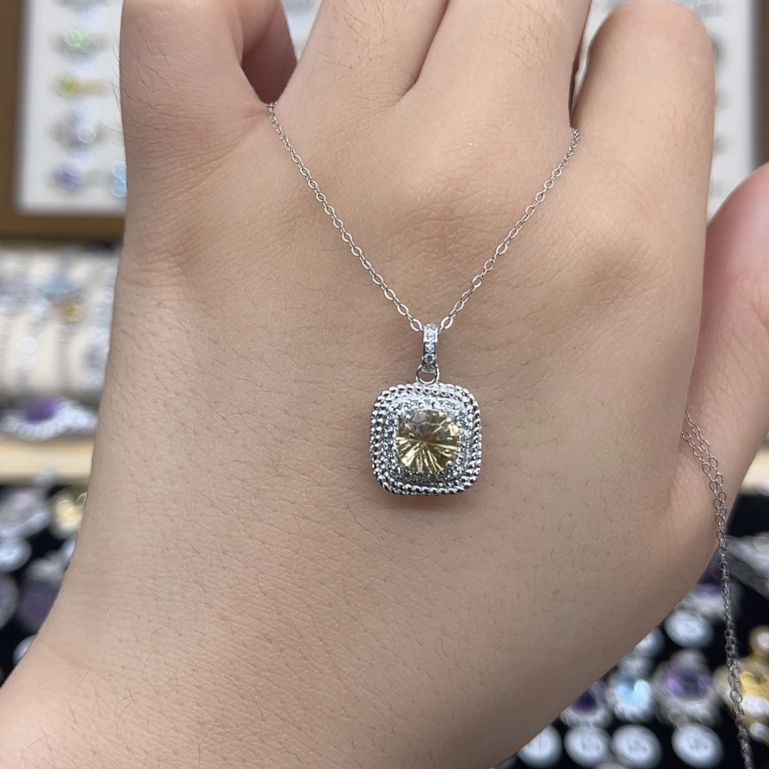 黄晶银S925镶嵌颈饰