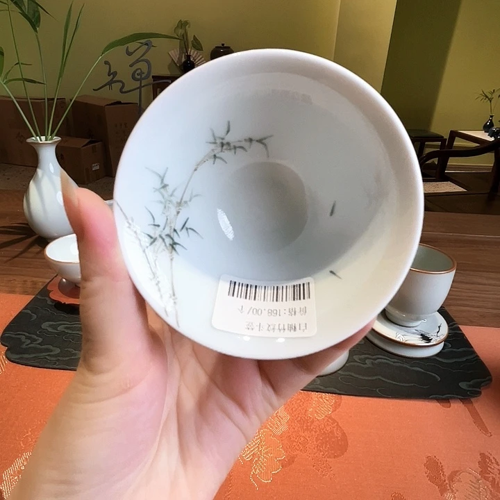 开播宠粉浮力竹纹斗笠杯