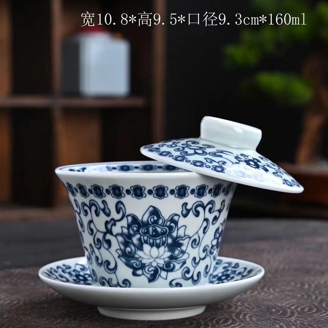 悬停旋转盖碗高档三才茶碗羊脂玉功夫茶具珐琅白瓷陶瓷TJ023