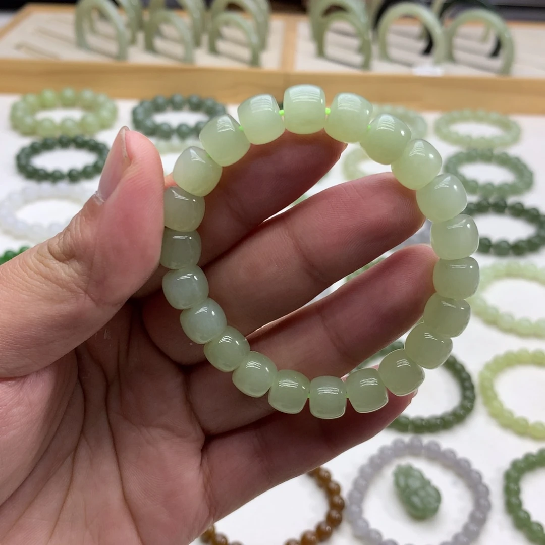 和田玉手串（直切冰晴水9.5）未镶嵌