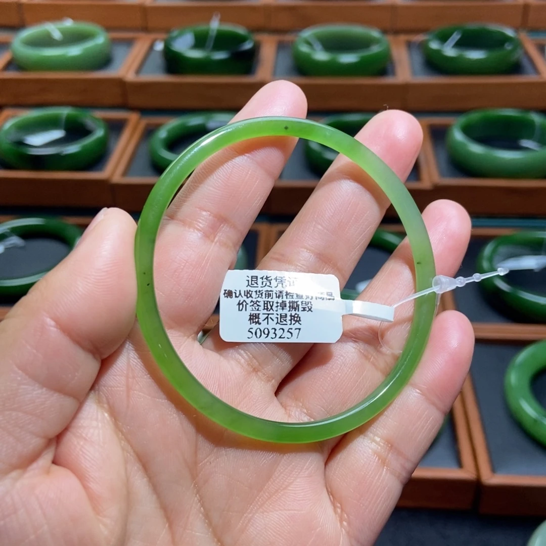 和田玉（碧玉）未镶嵌手镯苹果绿5960