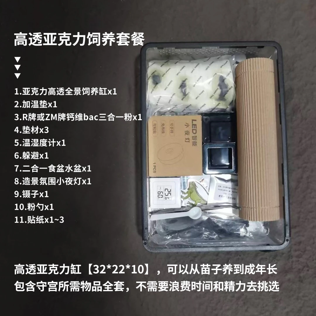 守宫饲养套装高透亚克力推荐新手全套豹纹肥尾瘤尾爬宠盒