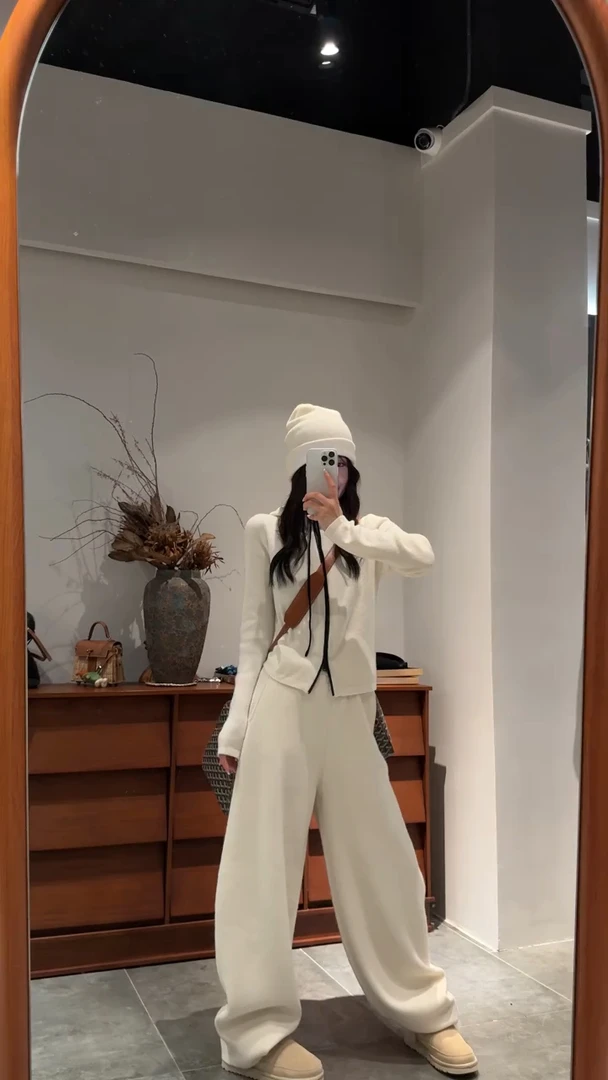 时尚两件套2025新款气质显瘦洋气休闲百搭长袖上衣宽松长裤简约女