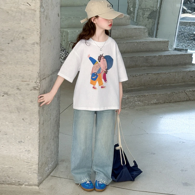 女童夏装套装2025新款女孩夏季洋气短袖两件套网红爆款儿童休闲装