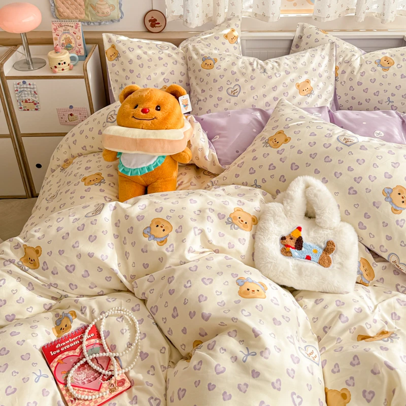 诺漾家纺-全棉简约时尚亲肤印花四件套学生单人宿舍三件套  合集