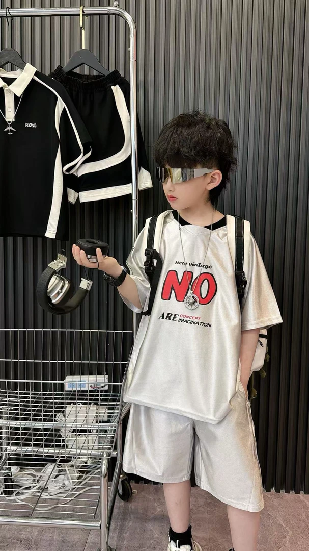 大童夏季套头休闲风薄款韩版运动风潮流男夏装套装速干