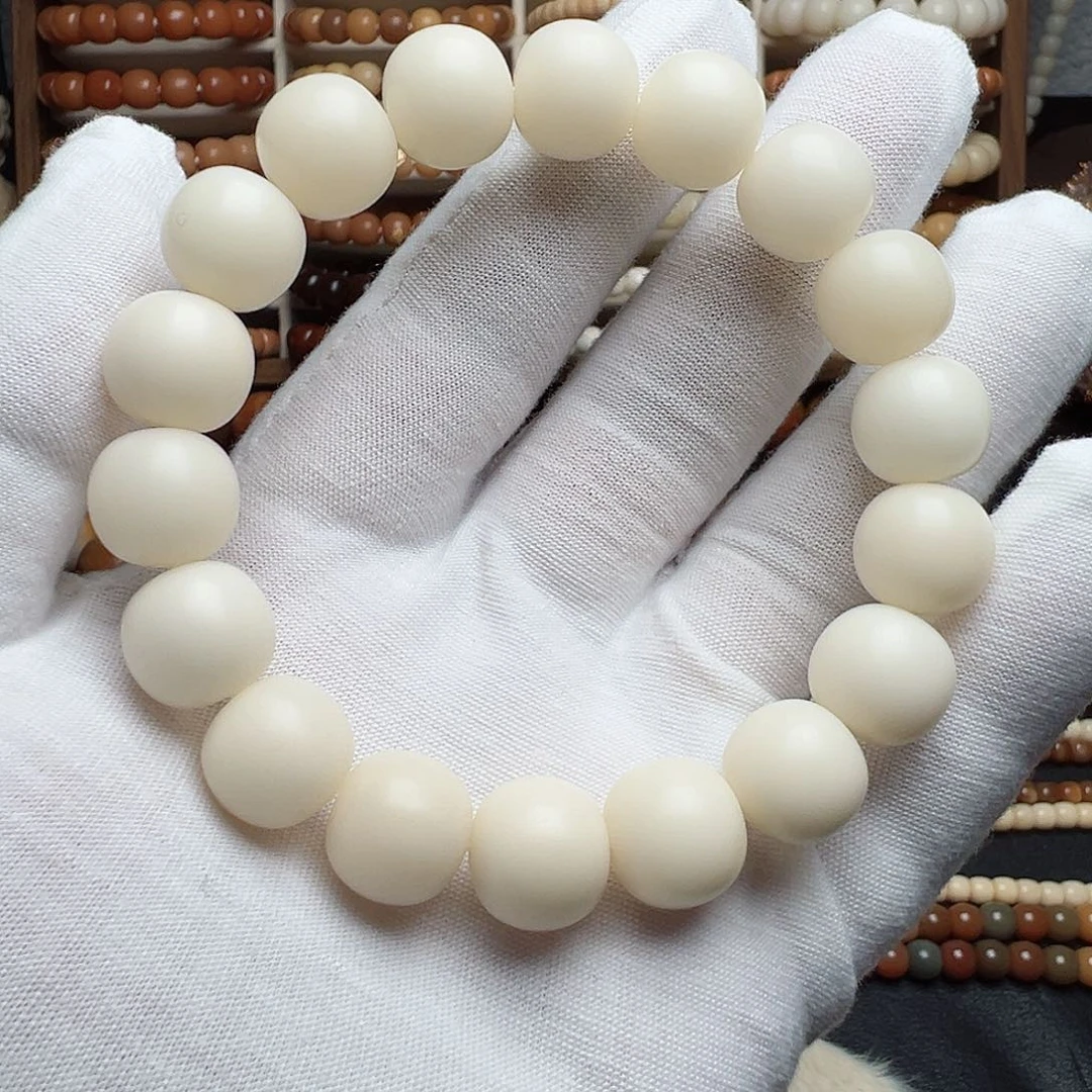 菩提根/象牙果手串卡13.5 钙化白菩提根干磨S1