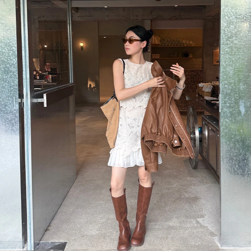 Seyora【蕾丝絮语】轻奢花卉刺绣镂空圆领无袖连衣裙 L36656SY53