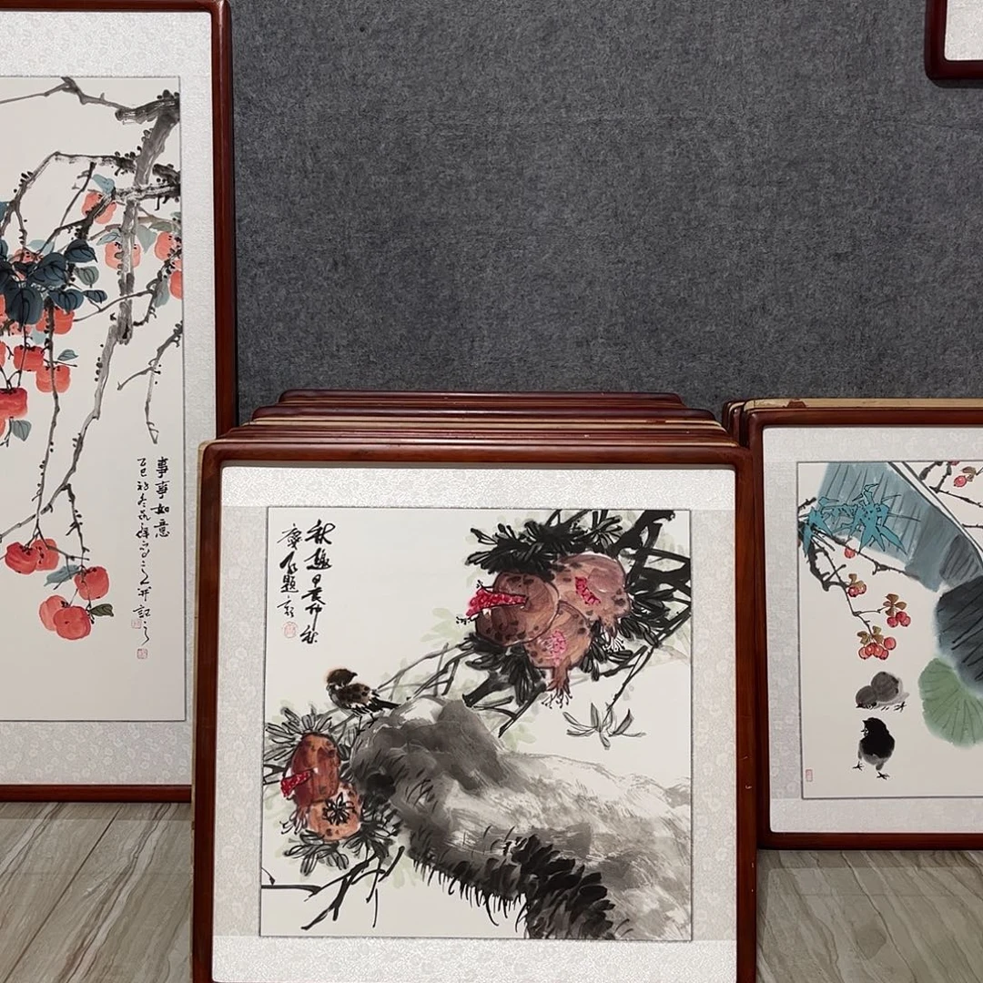 国画书画作品带框63×63