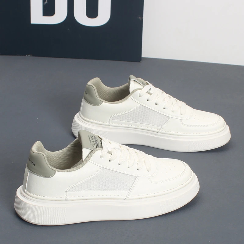 薄款夏季透气男士小白鞋韩版精神小伙百搭板鞋简约厚底轻便网鞋男