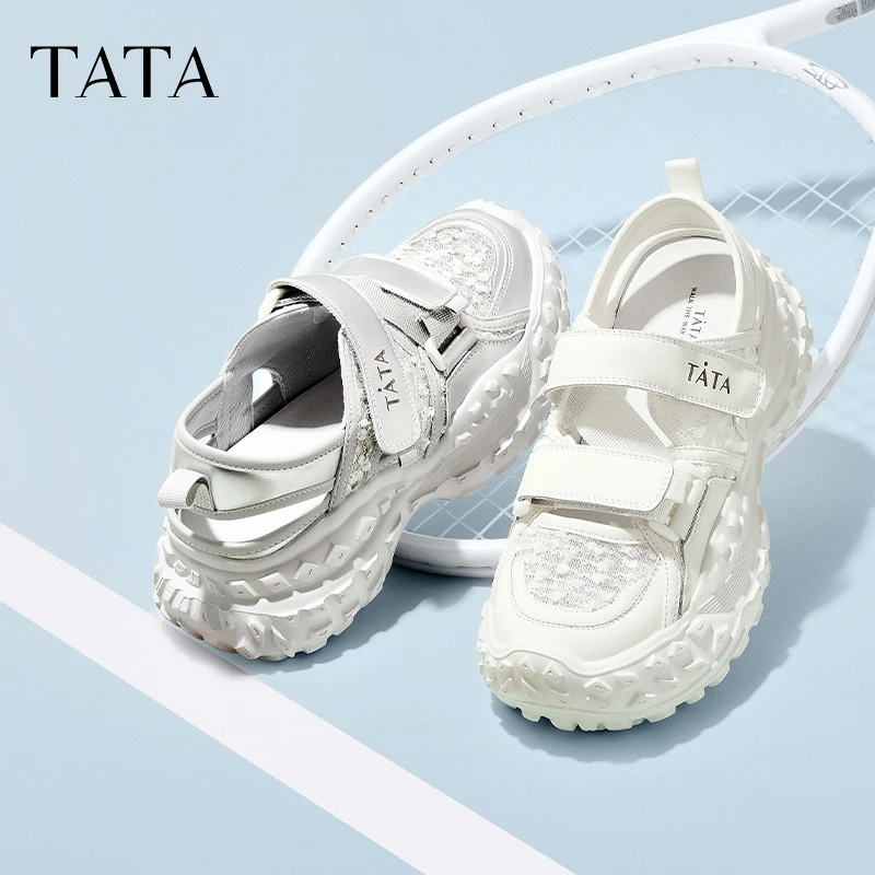 TATA他她秋季新款厚底包头凉鞋甜酷休闲运动镂空老爹鞋女WX201BH4