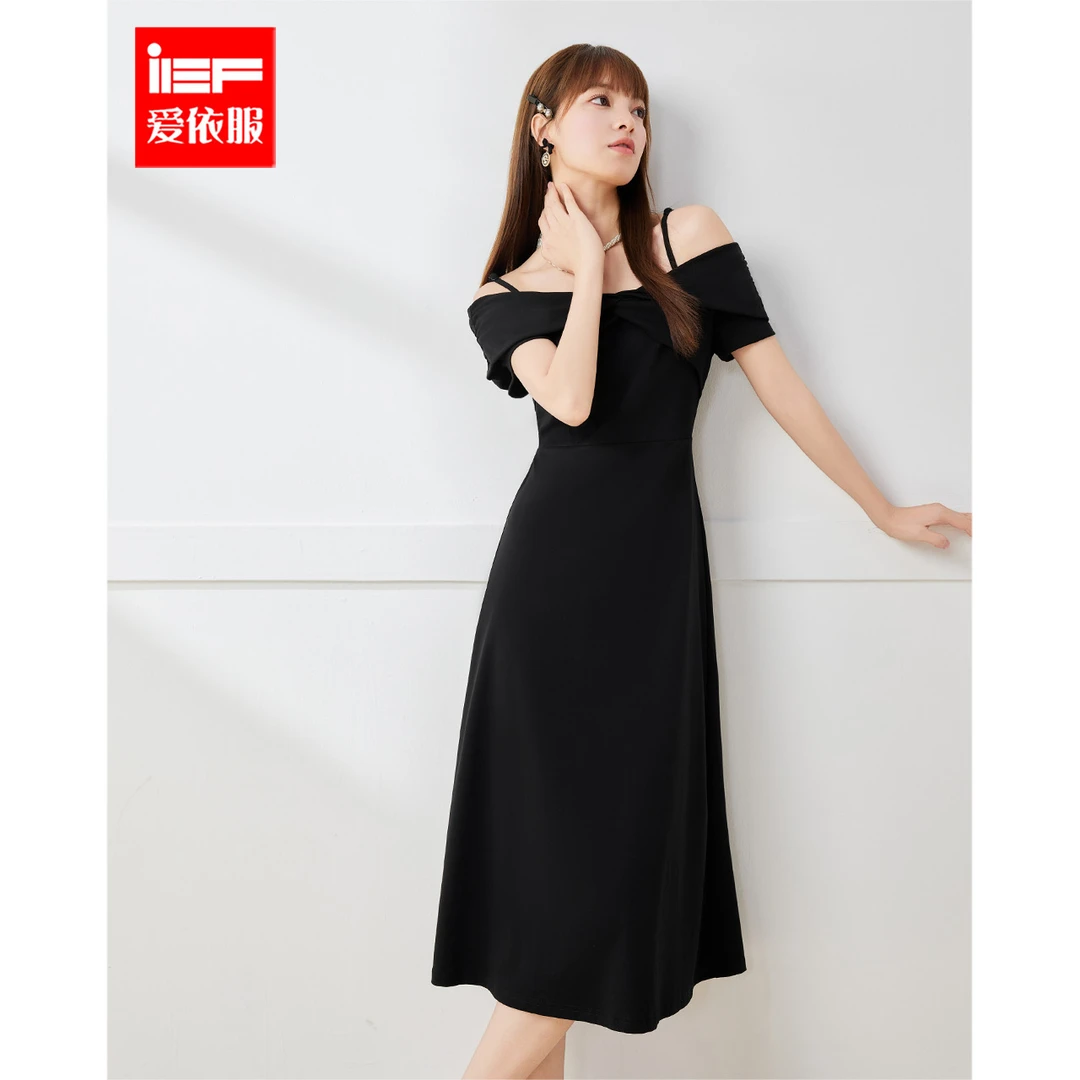 IEF/爱依服连衣裙2025早秋新款法式性感成熟优雅气质显瘦连衣长裙