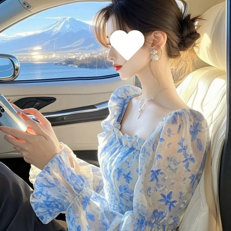 上衣2025衬衫漂亮洋气好看春季高级开学季法式碎花新款蓝色夏季