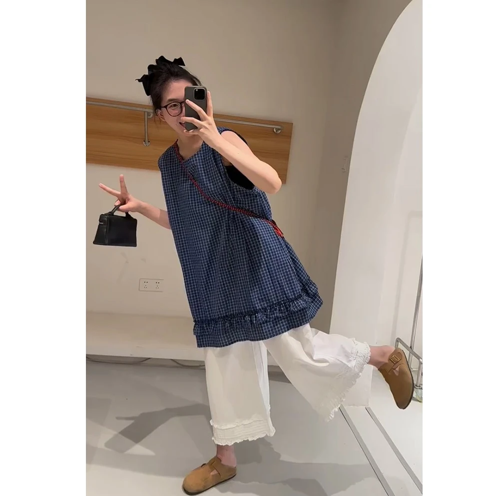 韩系chic别致夏日穿搭一整套格子背心两件套装夏季女装2025年新款